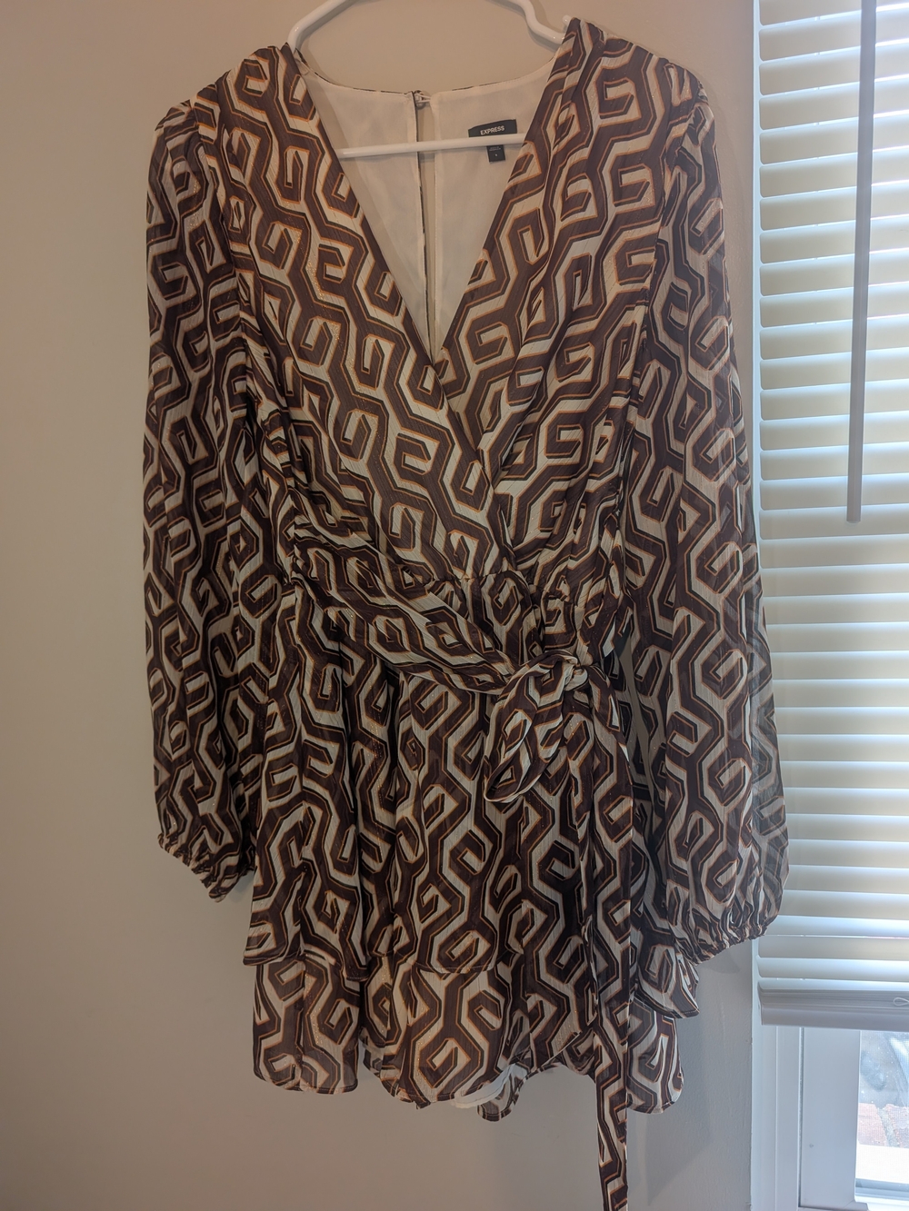 Express Brown Geometric Romper